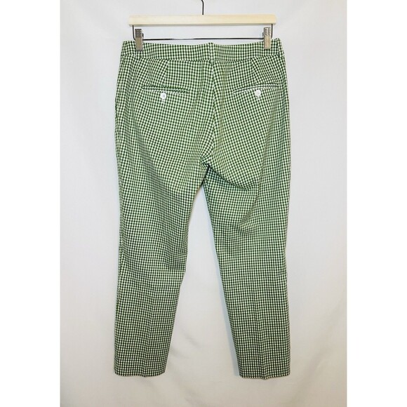 Michael Kors Green White‎ Gingham Check Straight Leg Ankle Pants ITALY Women's 6 - Picture 2 of 8